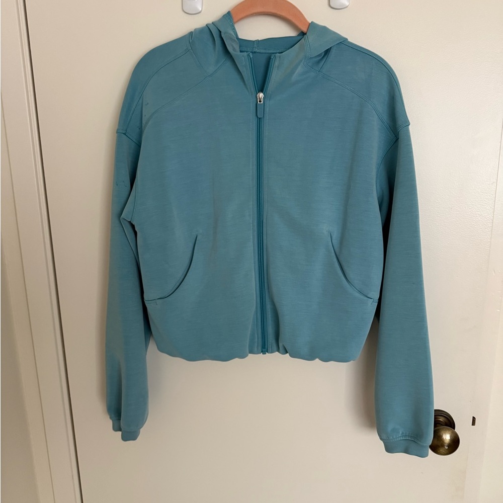 Teal Lulu Lemon Zip-Up Hooded Jacket